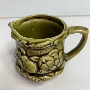 Vintage avocado green ceramic Creamer.